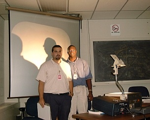 Randy and Drew giving their presentations on August 8.